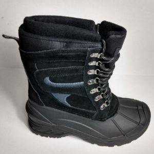 Totes Gloss Black Leather Insulated, Size 8 Med